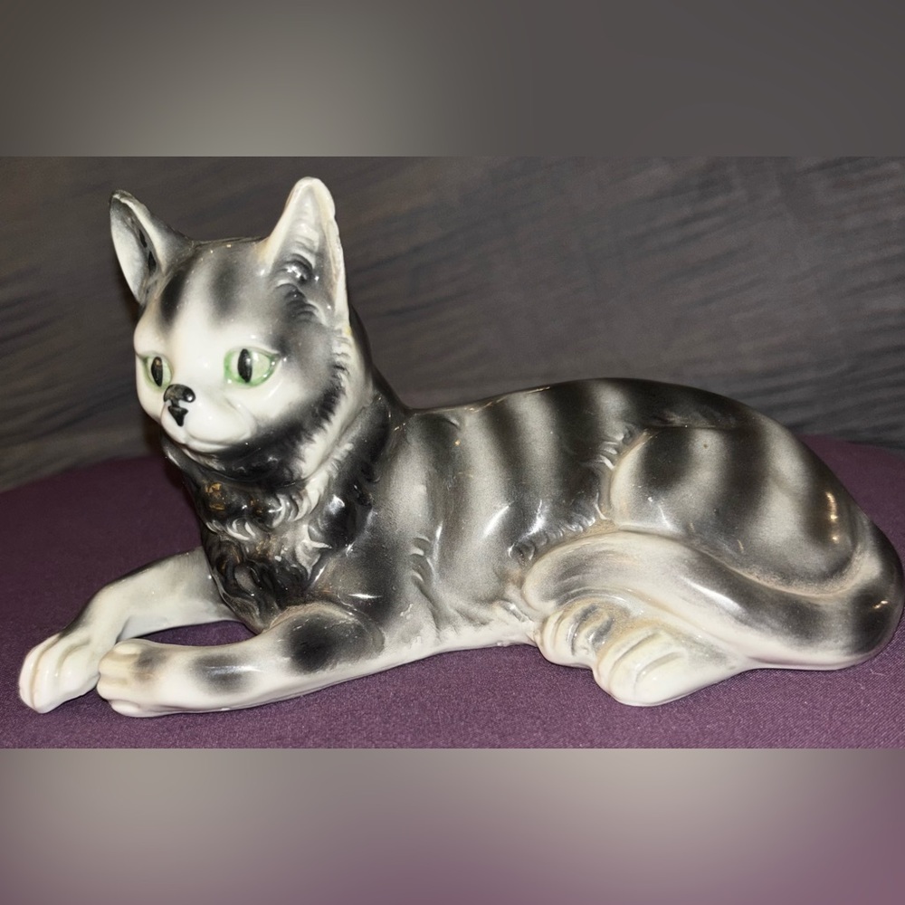 Vintage Erphila Germany Porcelain Striped Cat